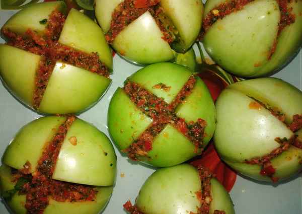 Фаршированные зеленые помидоры, пошаговый рецепт с фото